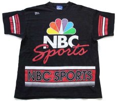 画像2: 90s USA製 PRO PLAYER NBC SPORTS ビッグロゴ 両面プリント コットンTシャツ 黒 XL (2)