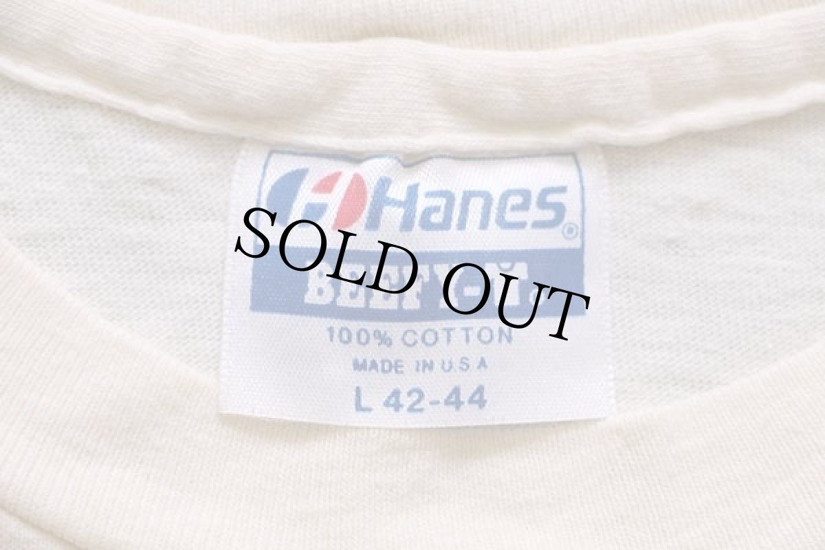 画像4: 90s USA製 Hanes GRUENE HALL TEXAS' OLDEST DANCE HALL 両面プリント コットンTシャツ クリーム L (4)