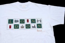 画像1: 90s Harrods LONDON コットンTシャツ 白 XL (1)