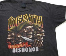 画像1: 80s USA製 3D EMBLEM DEATH BEFORE DISHONOR スカル Tシャツ チャコールグレー M (1)