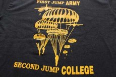 画像4: 90s USA製 ARMY FIRST JUMP ARMY SECOND JUMP COLLEGE パラシュート 両面プリント Tシャツ 黒 L (4)