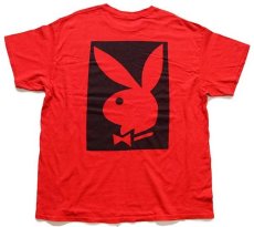 画像1: PLAYBOYプレイボーイ ビッグロゴ コットンTシャツ 赤 XL (1)
