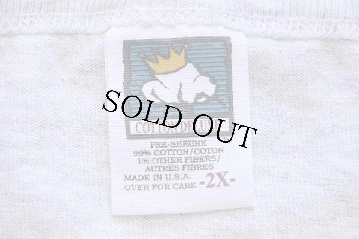 画像4: 90s USA製 Denver WBA ボウリング刺繍 ツートン ヘンリーネック コットンTシャツ 杢ライトグレー×ワインレッド 2X★特大 (4)