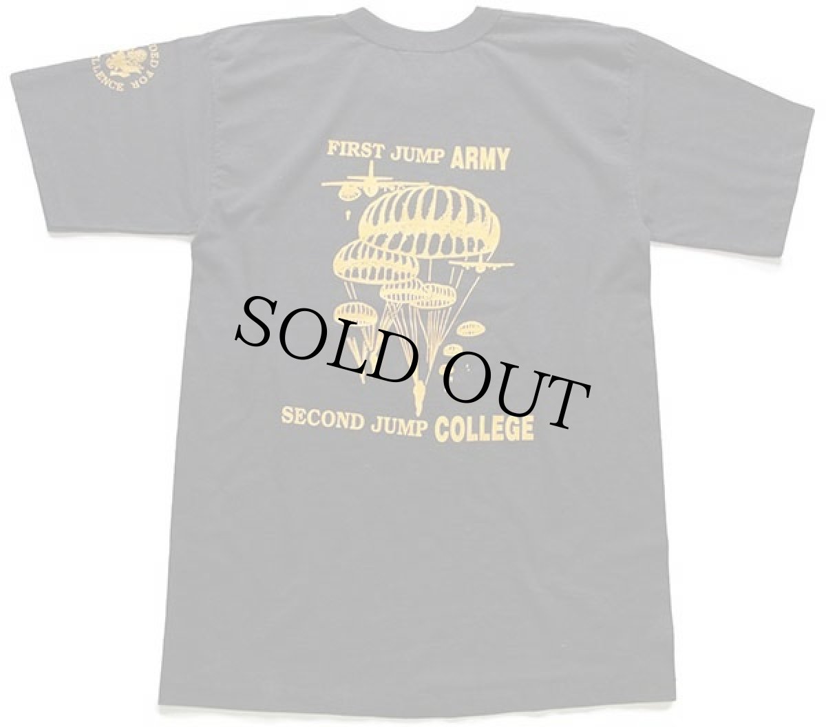 画像3: 90s USA製 ARMY FIRST JUMP ARMY SECOND JUMP COLLEGE パラシュート 両面プリント Tシャツ 黒 L (3)