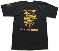 画像3: 90s USA製 ARMY FIRST JUMP ARMY SECOND JUMP COLLEGE パラシュート 両面プリント Tシャツ 黒 L (3)