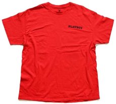 画像2: PLAYBOYプレイボーイ ビッグロゴ コットンTシャツ 赤 XL (2)