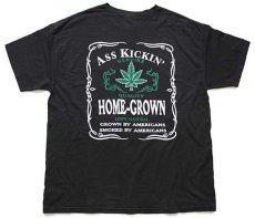 画像1: 00s Hanes AGRICULTURE ASS KICKIN HOME GROWN ガンジャ コットンTシャツ 黒 XL (1)