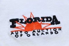 画像5: 90s USA製 FLORIDA AUTO AUCTION OF ORLANDO 太陽 刺繍 ヘンリーネック コットンTシャツ 生成り L (5)