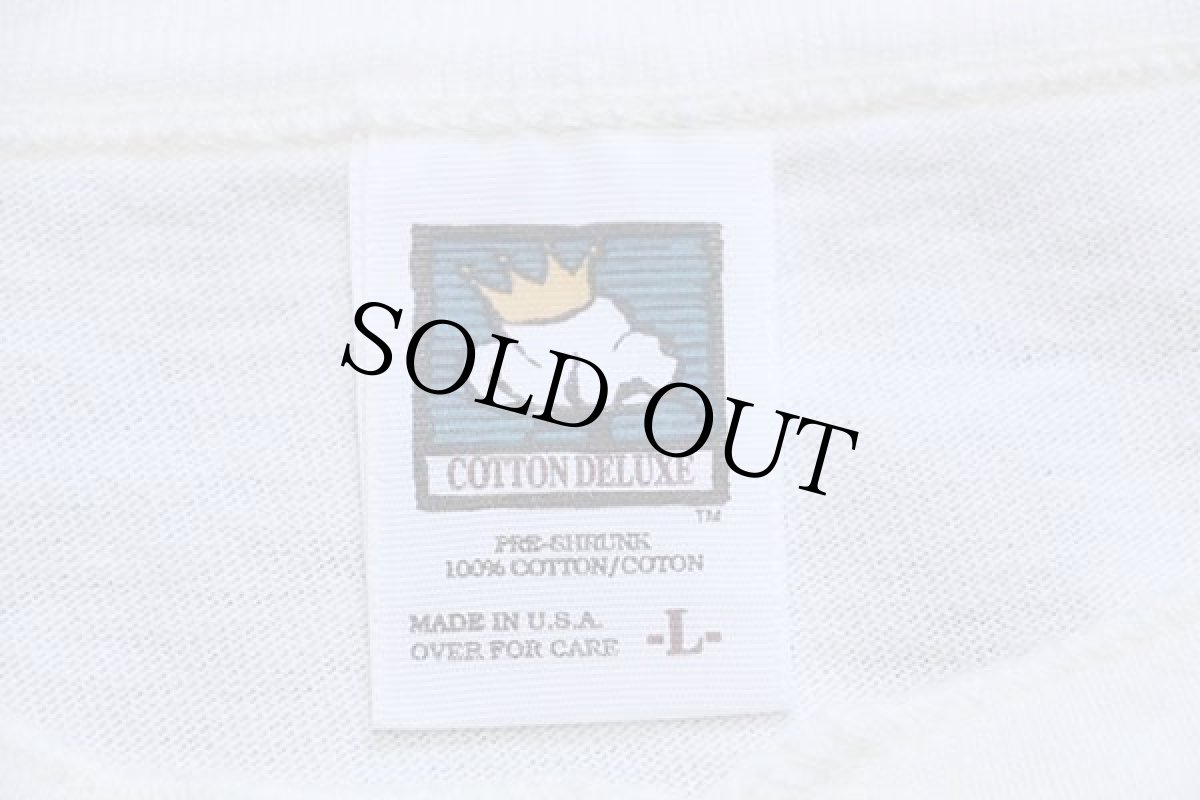 画像4: 90s USA製 FLORIDA AUTO AUCTION OF ORLANDO 太陽 刺繍 ヘンリーネック コットンTシャツ 生成り L (4)