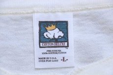 画像4: 90s USA製 FLORIDA AUTO AUCTION OF ORLANDO 太陽 刺繍 ヘンリーネック コットンTシャツ 生成り L (4)