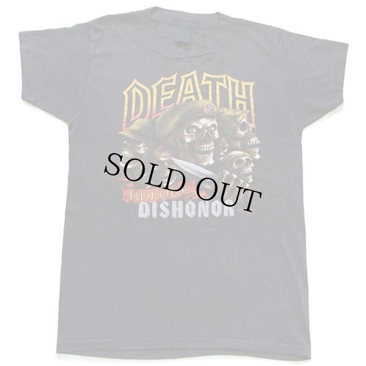 画像2: 80s USA製 3D EMBLEM DEATH BEFORE DISHONOR スカル Tシャツ チャコールグレー M (2)