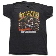 画像2: 80s USA製 3D EMBLEM DEATH BEFORE DISHONOR スカル Tシャツ チャコールグレー M (2)