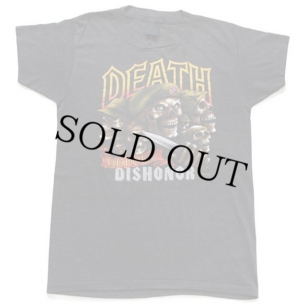 80s USA製 3D EMBLEM DEATH BEFORE DISHONOR スカル Tシャツ 