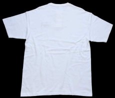 画像3: 90s USA製 FLORIDA AUTO AUCTION OF ORLANDO 太陽 刺繍 ヘンリーネック コットンTシャツ 生成り L (3)