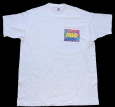 画像2: 90s USA製 HBO ロゴ アート 両面プリント コットンTシャツ 白 XL (2)
