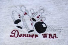 画像5: 90s USA製 Denver WBA ボウリング刺繍 ツートン ヘンリーネック コットンTシャツ 杢ライトグレー×ワインレッド 2X★特大 (5)