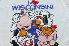 画像5: 90s USA製 I LOVE WISCONSIN! AMERICA'S DAIRYLAND ウシ ブタ トリ Tシャツ クリーム XL (5)