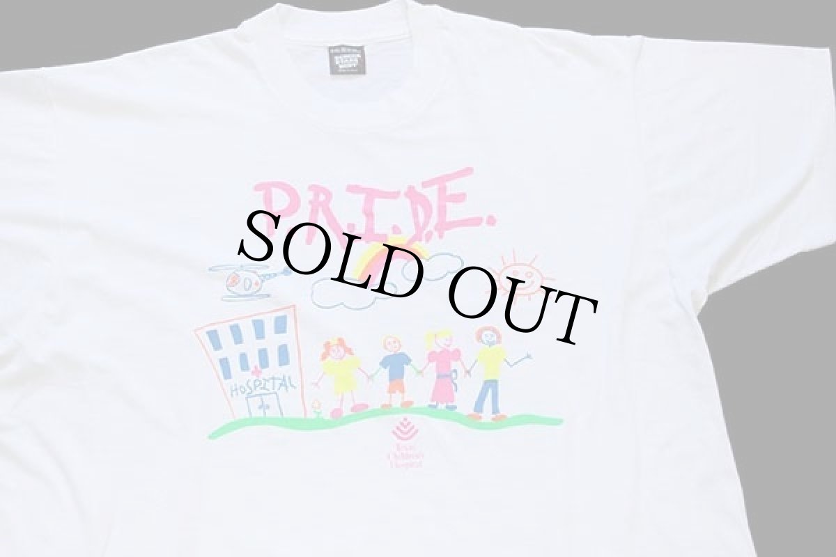 画像1: 90s USA製 P.R.I.D.E. Texas Children's Hospital 蛍光プリント イラスト Tシャツ 白 XXL★特大 (1)