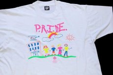 画像1: 90s USA製 P.R.I.D.E. Texas Children's Hospital 蛍光プリント イラスト Tシャツ 白 XXL★特大 (1)