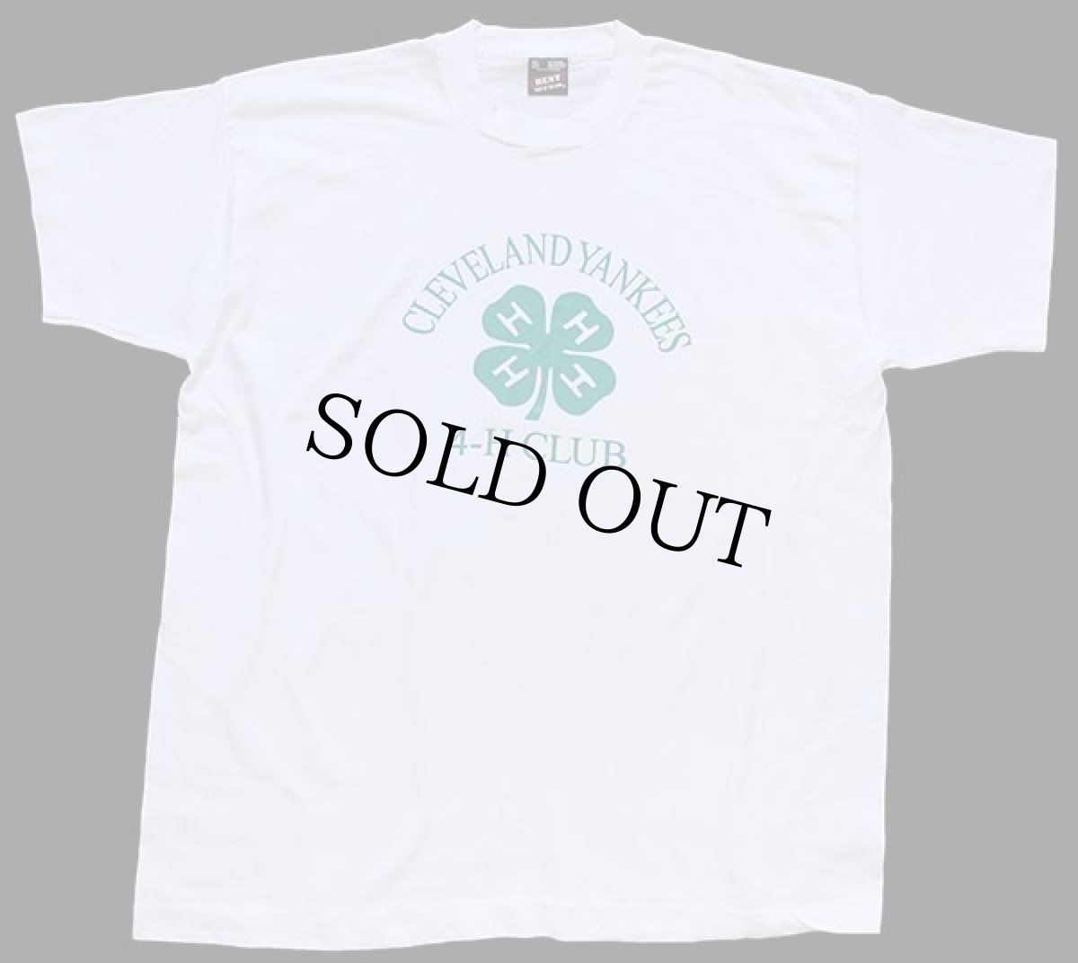 画像2: 90s USA製 CLEVELAND YANKEES 4-H CLUB クローバー Tシャツ 白 XL (2)