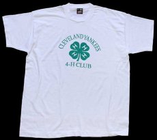 画像2: 90s USA製 CLEVELAND YANKEES 4-H CLUB クローバー Tシャツ 白 XL (2)