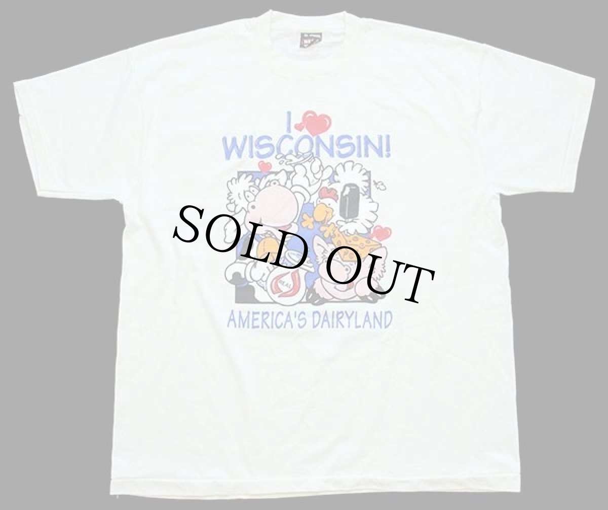 画像2: 90s USA製 I LOVE WISCONSIN! AMERICA'S DAIRYLAND ウシ ブタ トリ Tシャツ クリーム XL (2)