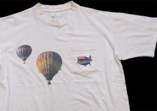 画像1: 90s USA製 DORAL Across America 熱気球 両面プリント アート コットン ポケットTシャツ 生成り XL (1)