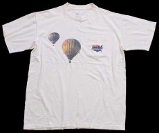 画像2: 90s USA製 DORAL Across America 熱気球 両面プリント アート コットン ポケットTシャツ 生成り XL (2)