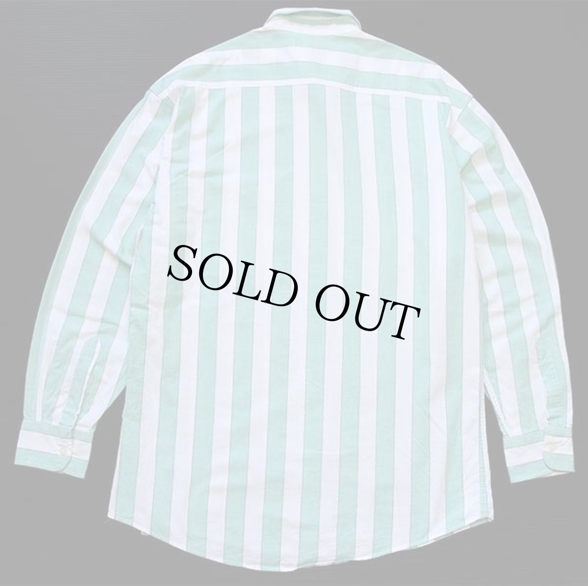 画像2: 80s イタリア製 UNLIMITED ステッチ ストライプ コットンシャツ 薄緑×白 M (2)