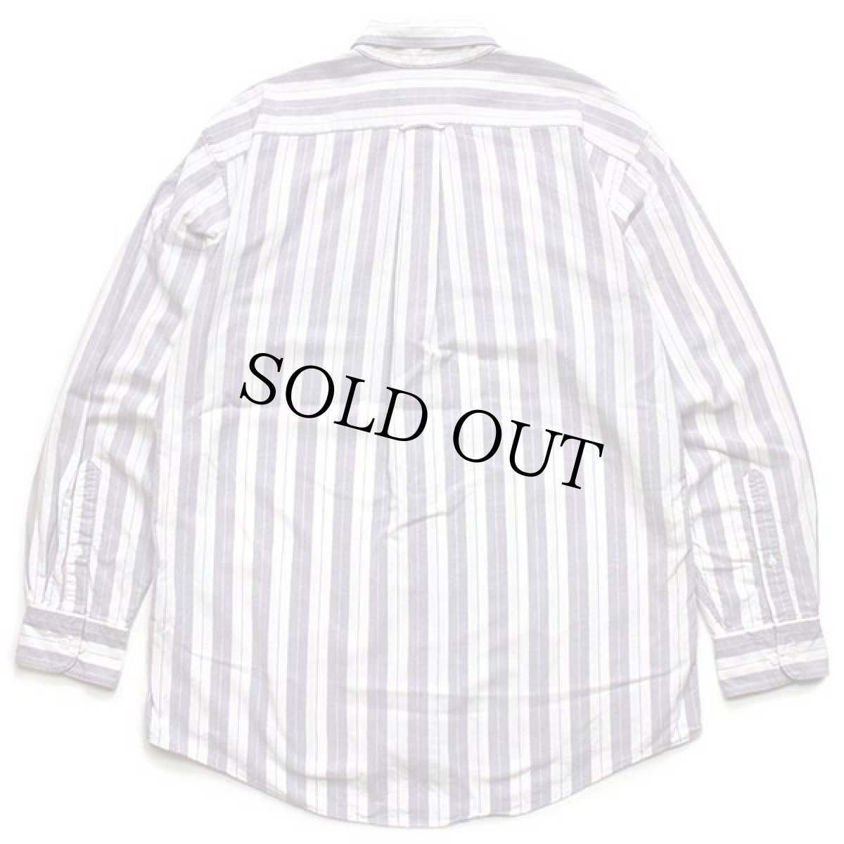 画像2: 90s USA製 LANDS'ENDランズエンド ランダムストライプ ボタンダウン オックスフォード コットンシャツ M (2)