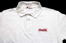 画像3: Coca-Colaコカコーラ ロゴ刺繍 コットン 鹿の子 ポロシャツ 白 M (3)