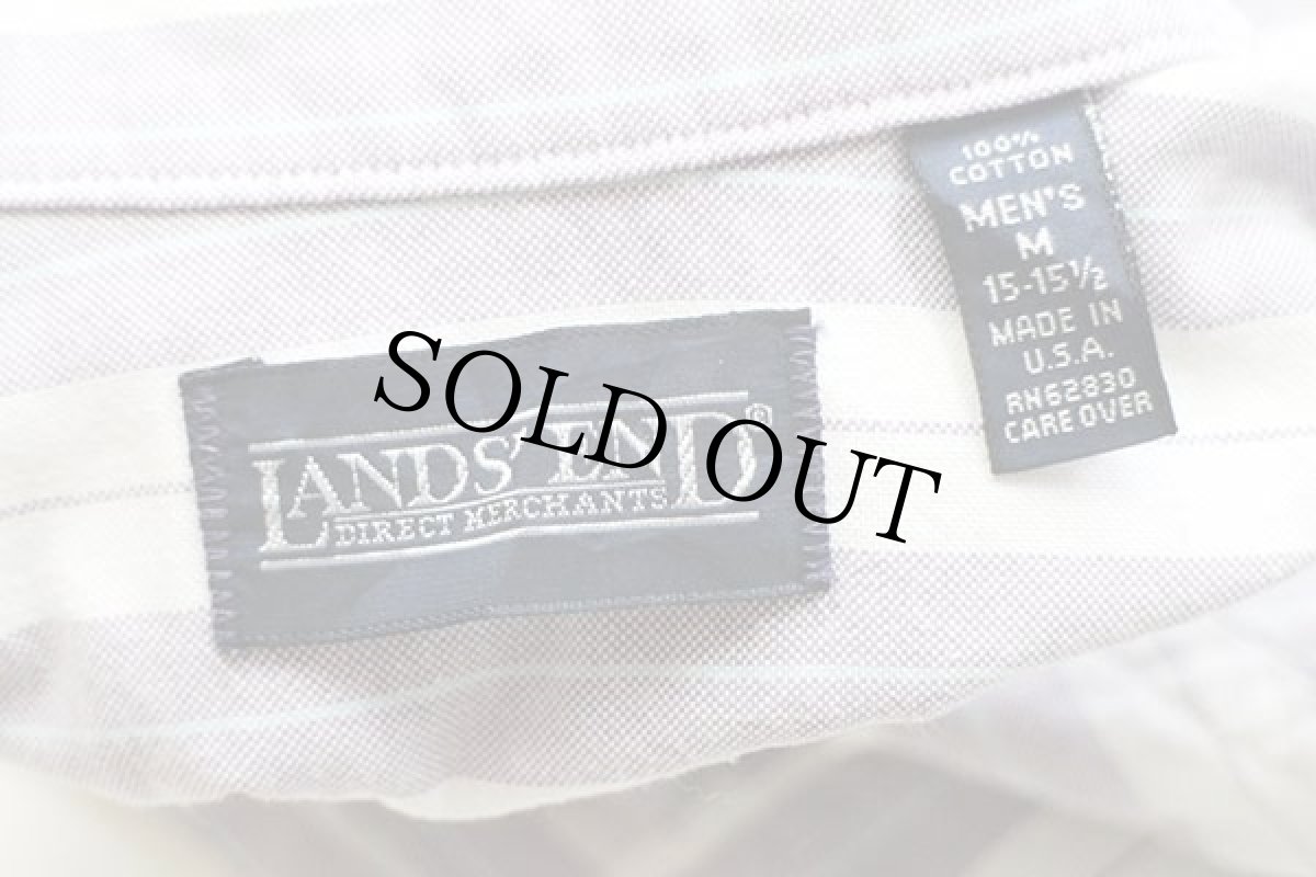 画像4: 90s USA製 LANDS'ENDランズエンド ランダムストライプ ボタンダウン オックスフォード コットンシャツ M (4)