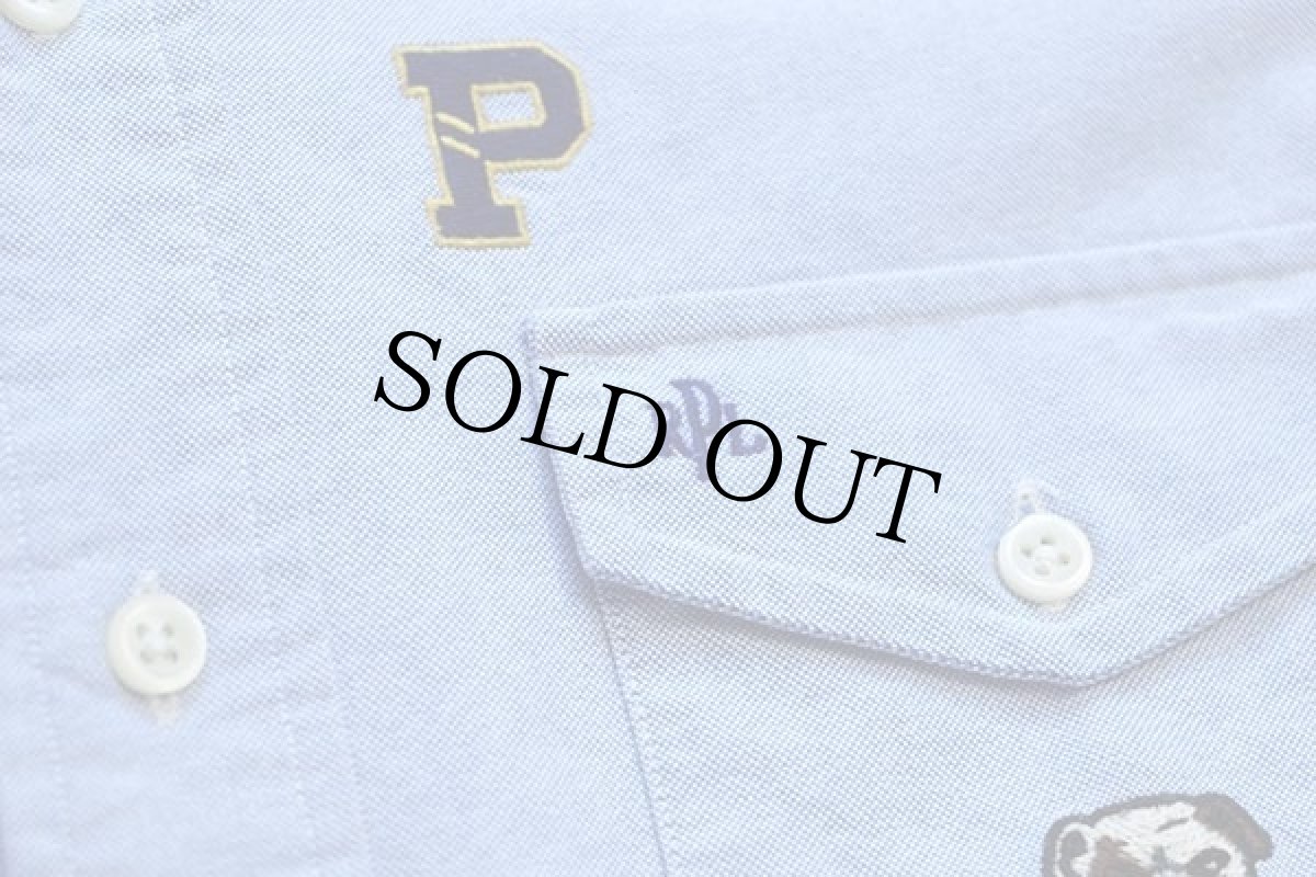 画像6: ラルフローレン 1967 ブルドッグ カーディガン マフラー P刺繍 三点留め ボタンダウン オックスフォード コットンシャツ サックス S (6)