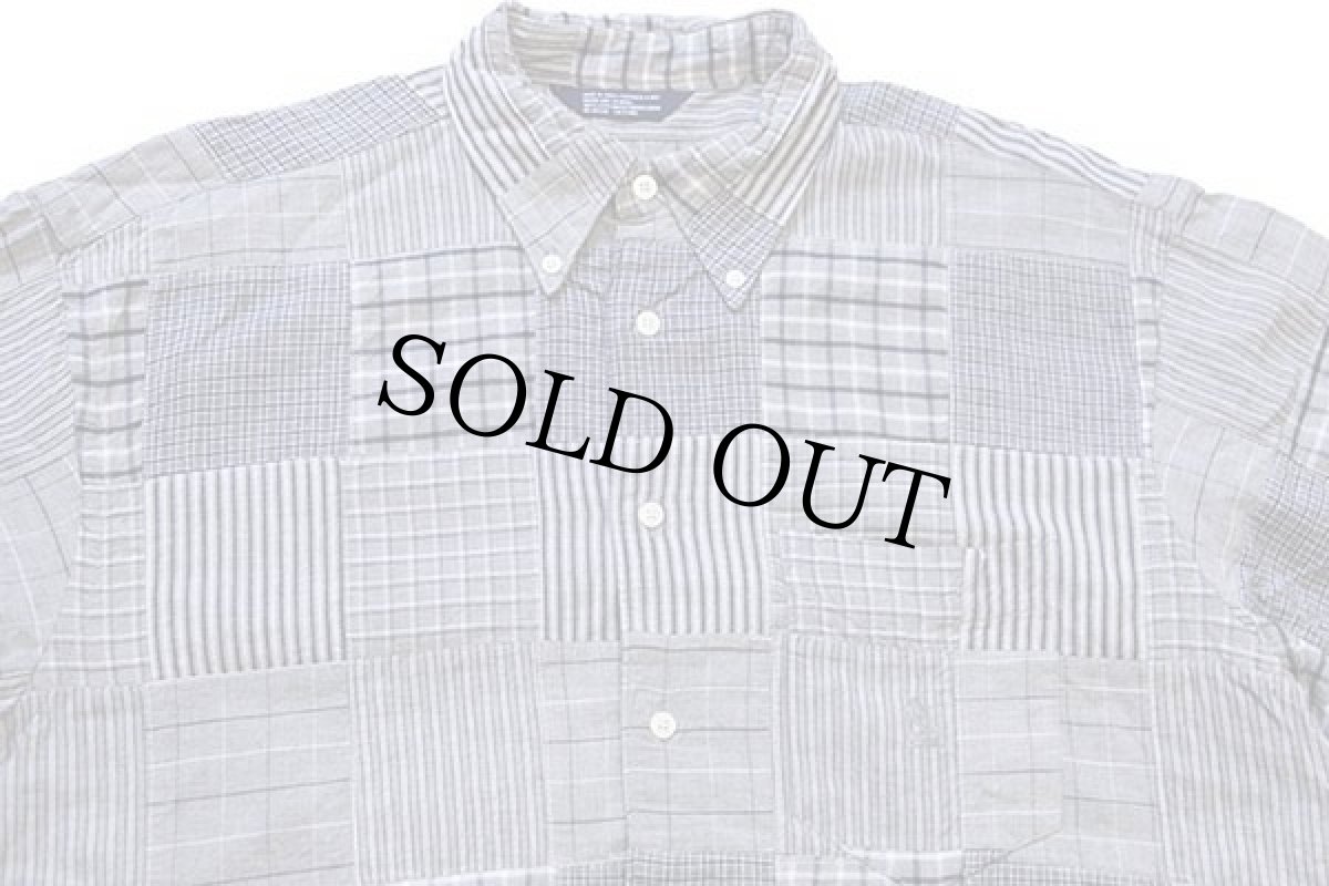 画像3: 90s nauticaノーティカ チェック×ストライプ パッチワーク ボタンダウン コットンシャツ L★インド綿 (3)