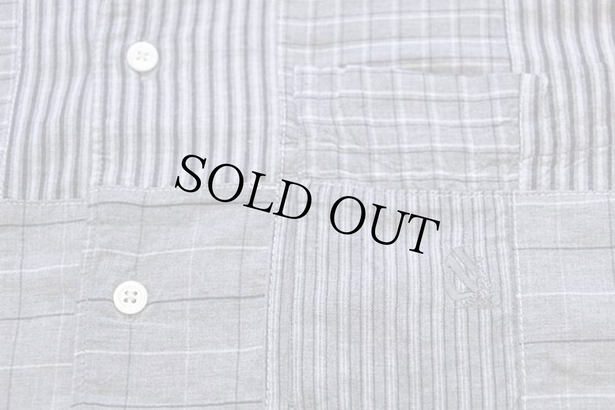 画像5: 90s nauticaノーティカ チェック×ストライプ パッチワーク ボタンダウン コットンシャツ L★インド綿 (5)