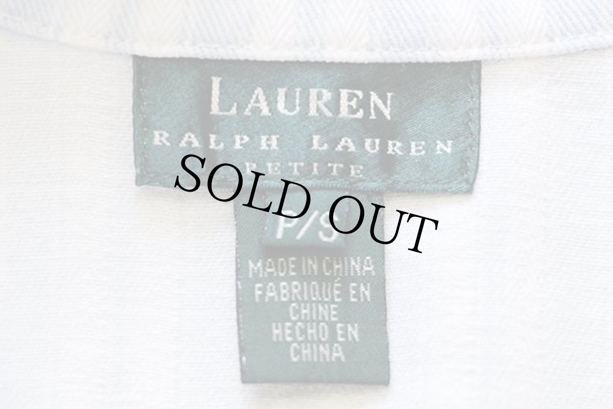 画像4: LAUREN ラルフローレン ランダムストライプ HBT ヘリンボーンツイル カバーオール 白×水色 S (4)