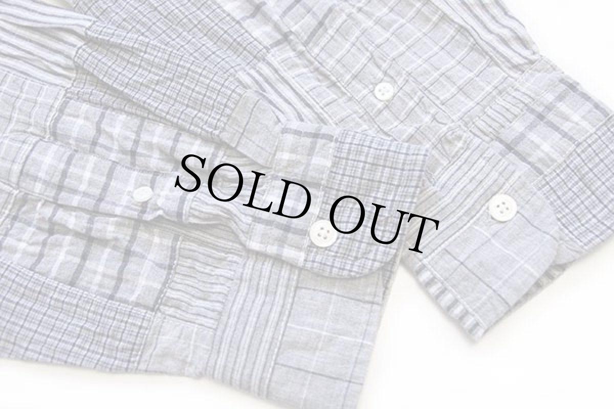 画像6: 90s nauticaノーティカ チェック×ストライプ パッチワーク ボタンダウン コットンシャツ L★インド綿 (6)