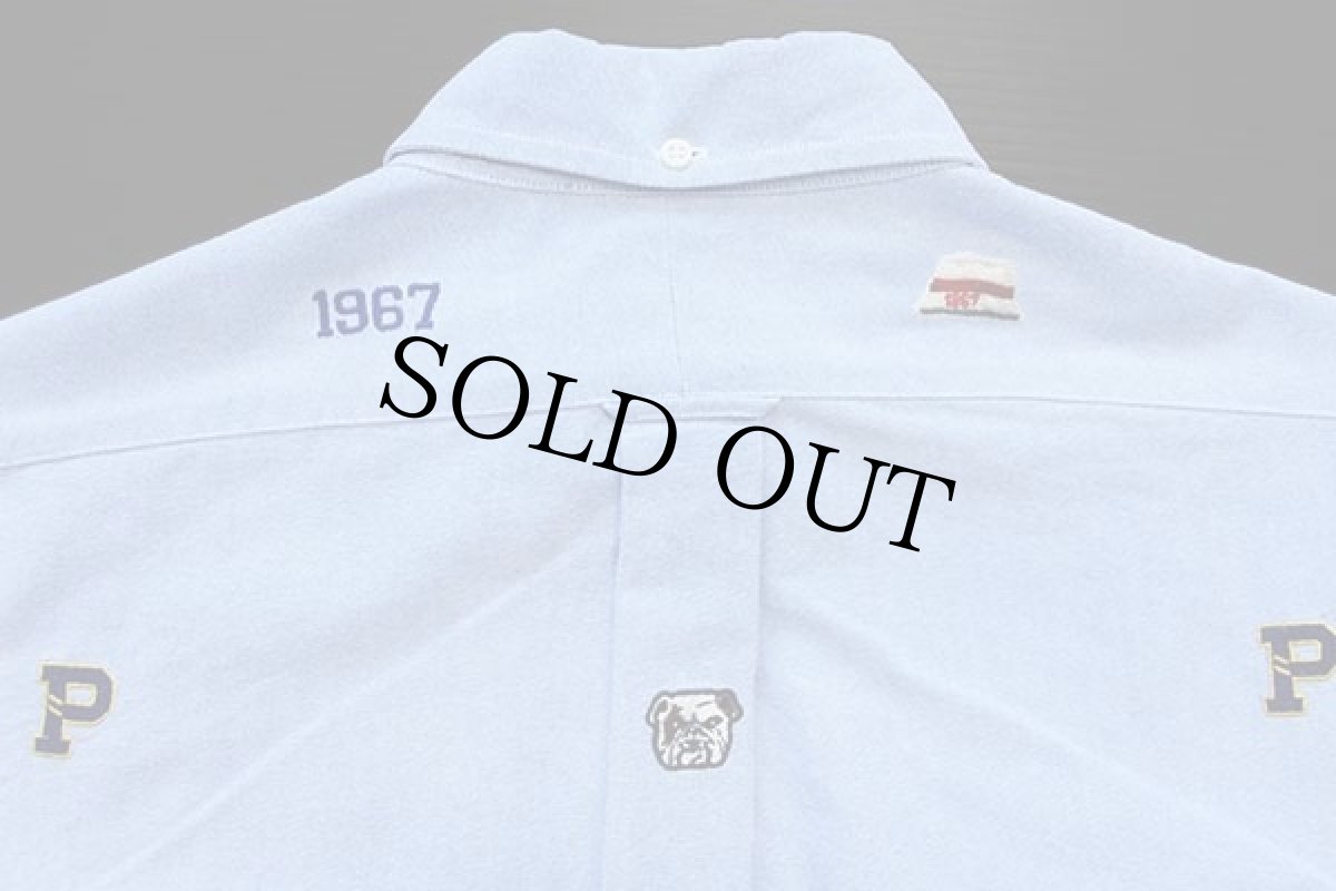 画像5: ラルフローレン 1967 ブルドッグ カーディガン マフラー P刺繍 三点留め ボタンダウン オックスフォード コットンシャツ サックス S (5)