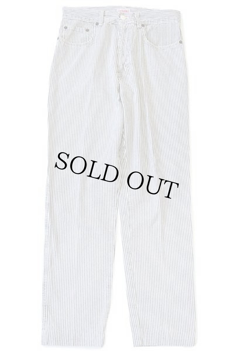 画像2: 90s イタリア製 CONTROCORO ヒッコリー ストライプ コットンパンツ チャコールグレー×ライトグレー 44 (2)