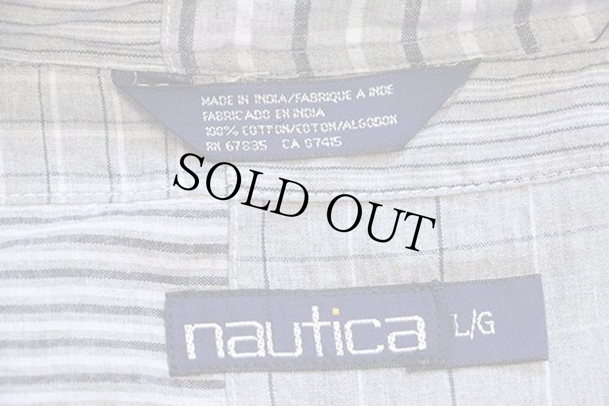 画像4: 90s nauticaノーティカ チェック×ストライプ パッチワーク ボタンダウン コットンシャツ L★インド綿 (4)