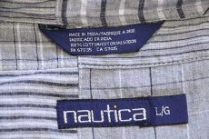 画像4: 90s nauticaノーティカ チェック×ストライプ パッチワーク ボタンダウン コットンシャツ L★インド綿 (4)