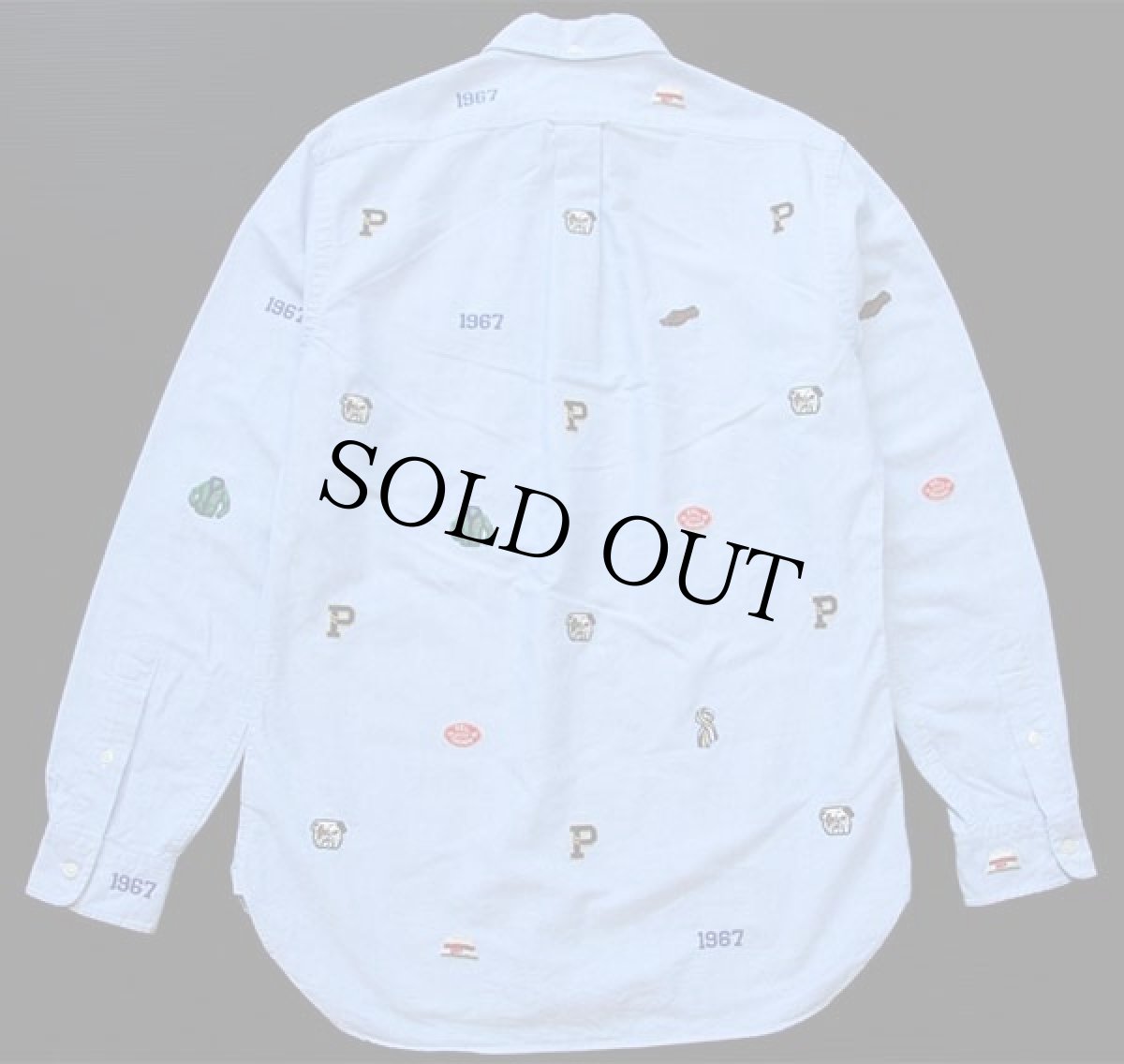 画像2: ラルフローレン 1967 ブルドッグ カーディガン マフラー P刺繍 三点留め ボタンダウン オックスフォード コットンシャツ サックス S (2)