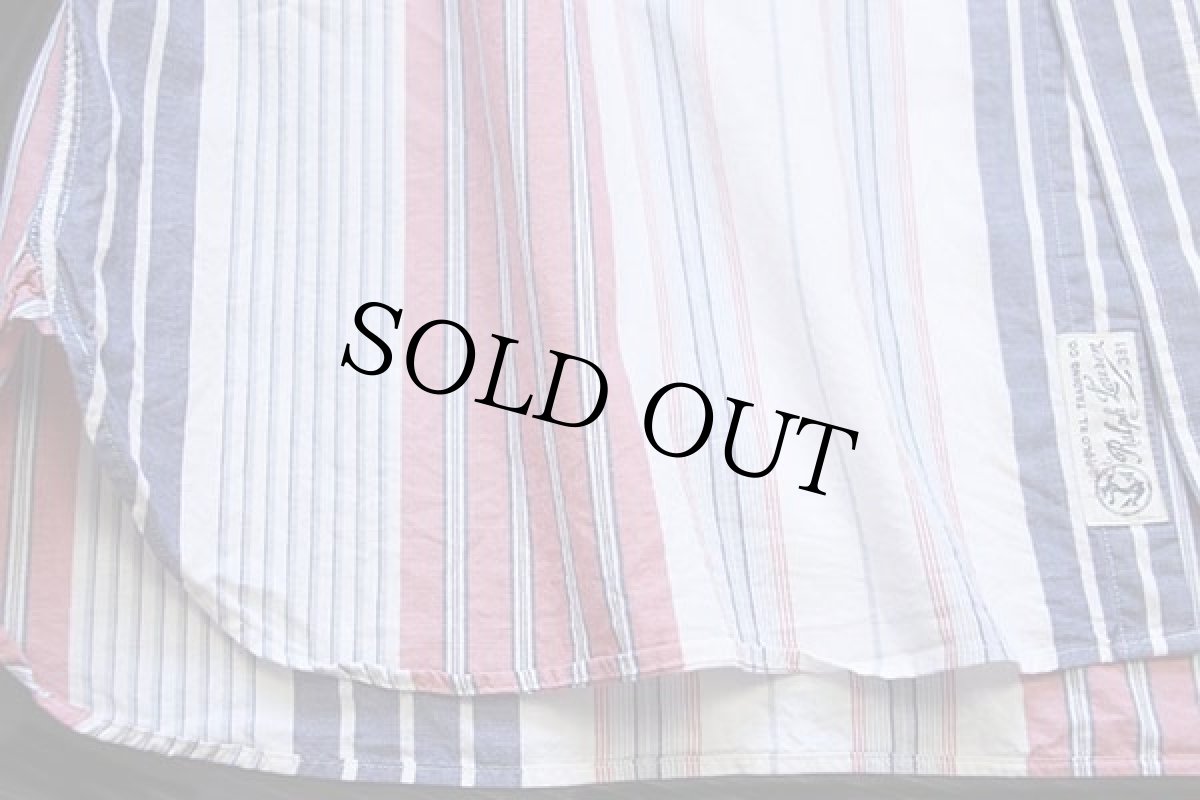 画像7: 00s ポロ ラルフローレン クレイジーストライプ チンスト&マチ付き コットン ワークシャツ XXL★特大 (7)