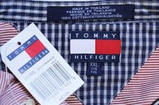 画像5: デッドストック★90s TOMMY HILFIGERトミーヒルフィガー ストライプ チェック切り替え バンドカラー コットンシャツ XXL★特大 (5)