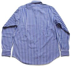 画像2: 90s ポロ ラルフローレン REGENT ストライプ ワイドカラー コットンシャツ 青×白 15.5 (2)