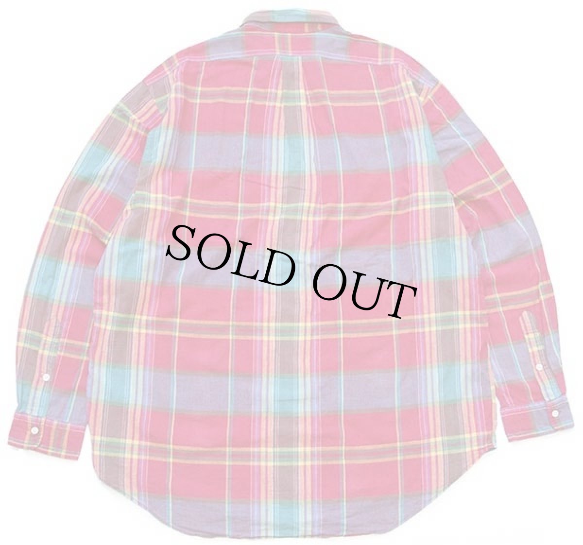 画像2: 90s ラルフローレン マドラスチェック ボタンダウン コットンシャツ XL (2)