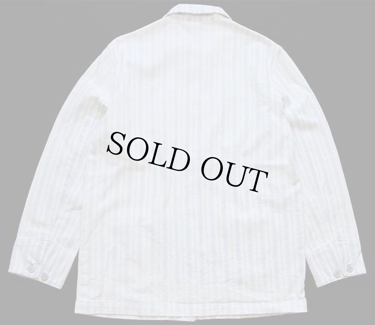 画像2: LAUREN ラルフローレン ランダムストライプ HBT ヘリンボーンツイル カバーオール 白×水色 S (2)