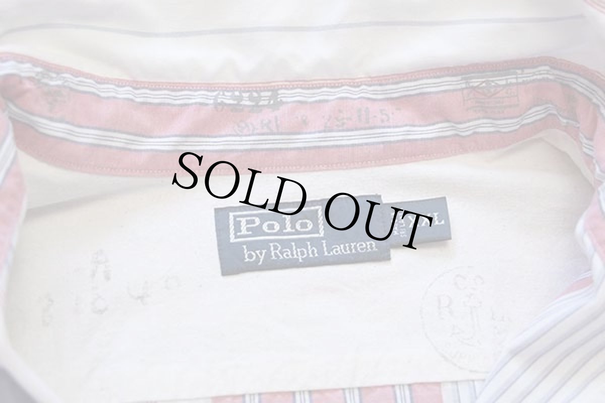 画像4: 00s ポロ ラルフローレン クレイジーストライプ チンスト&マチ付き コットン ワークシャツ XXL★特大 (4)