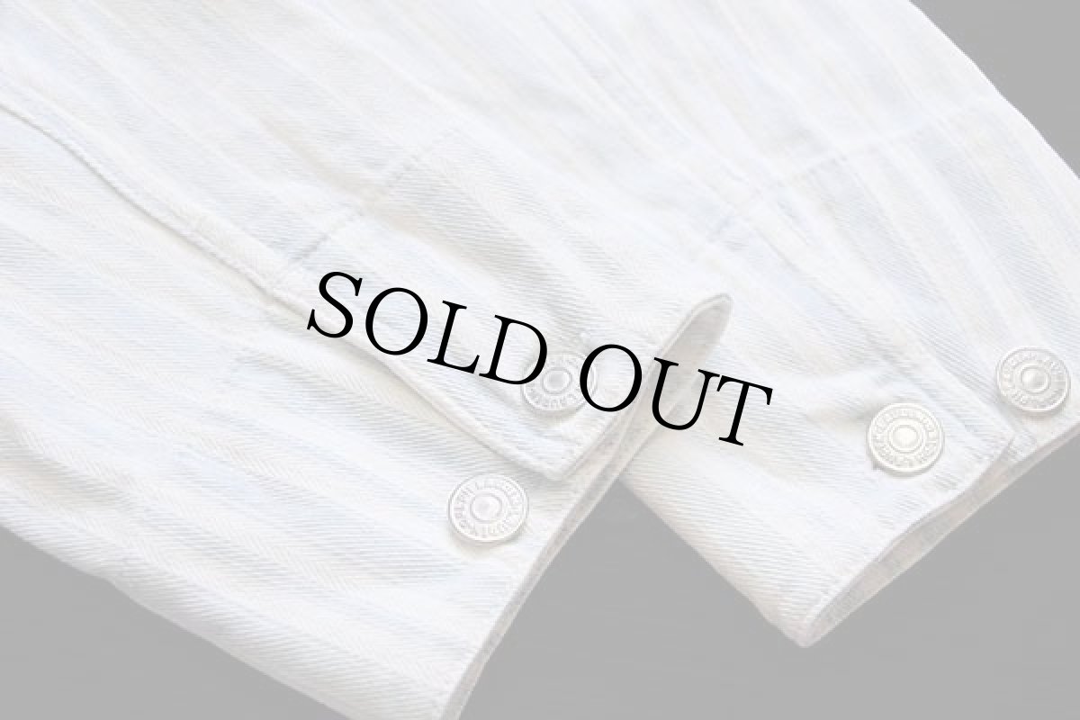 画像7: LAUREN ラルフローレン ランダムストライプ HBT ヘリンボーンツイル カバーオール 白×水色 S (7)