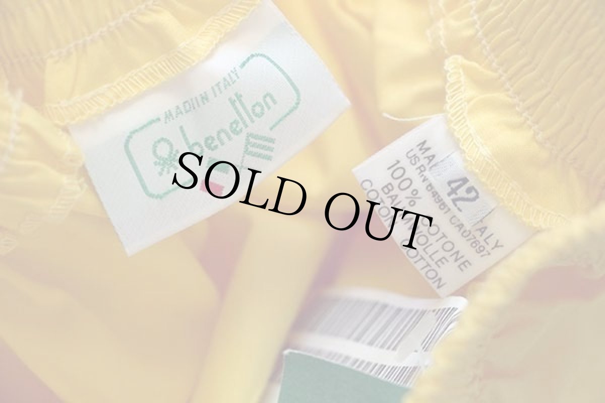 画像6: デッドストック★90s イタリア製 benettonベネトン 無地 コットン イージーパンツ 黄 42 (6)